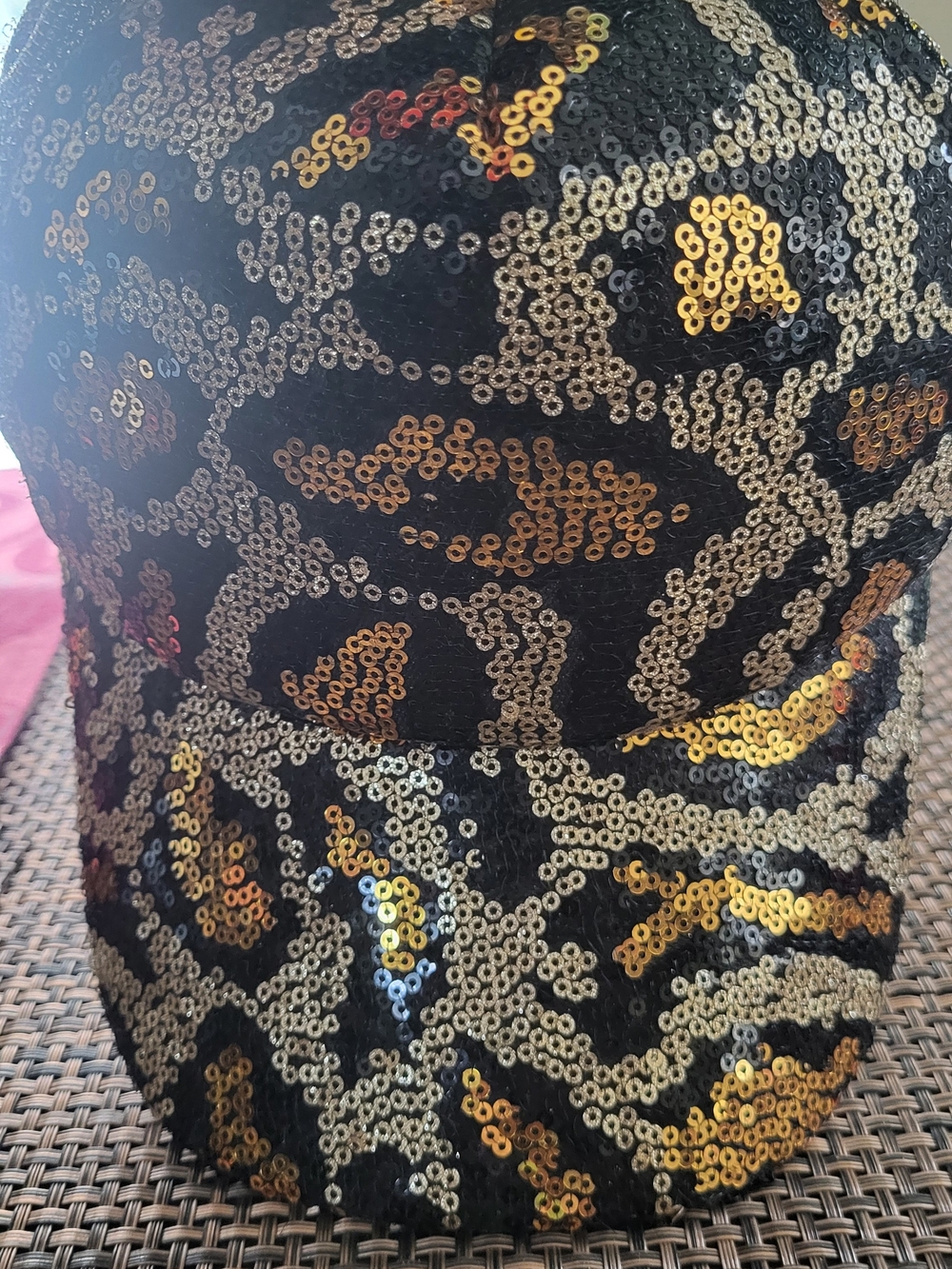 Sequin Leopard-Print Cap